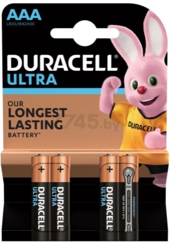 Батарейка ААА DURACELL Ultra 1,5 В алкалиновая 4 шт. (5000394062931)